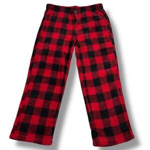 Faded Glory Womens Fleece Pajama Lounge Pants Red Black Buffalo Plaid Christmas